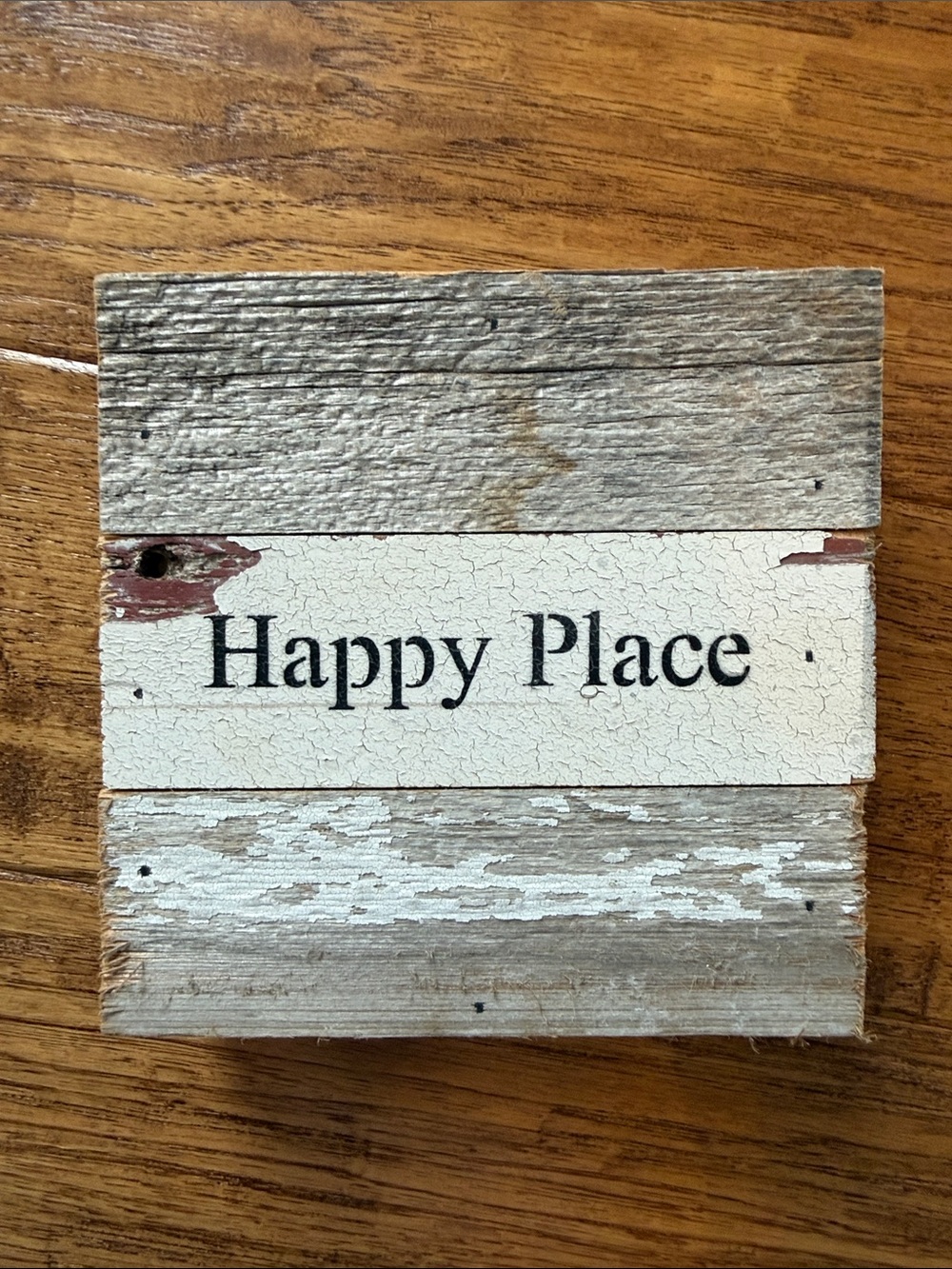Francesca's Collections Distressed Wood "Happy Place" Sign - White, Brown